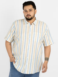 WHATZ Pastel Vertical Stripe Half Sleeve Shirt For Men