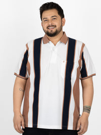 WHATZ Heritage Panel Stripe Polo T-Shirt for Men