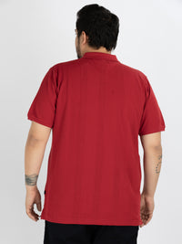 WHATZ Vertical Textured Jacquard Polo T-shirt For Men