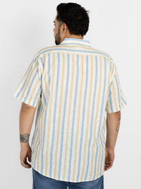 WHATZ Pastel Vertical Stripe Half Sleeve Shirt For Men