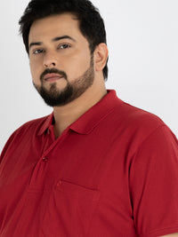 WHATZ Vertical Textured Jacquard Polo T-shirt For Men