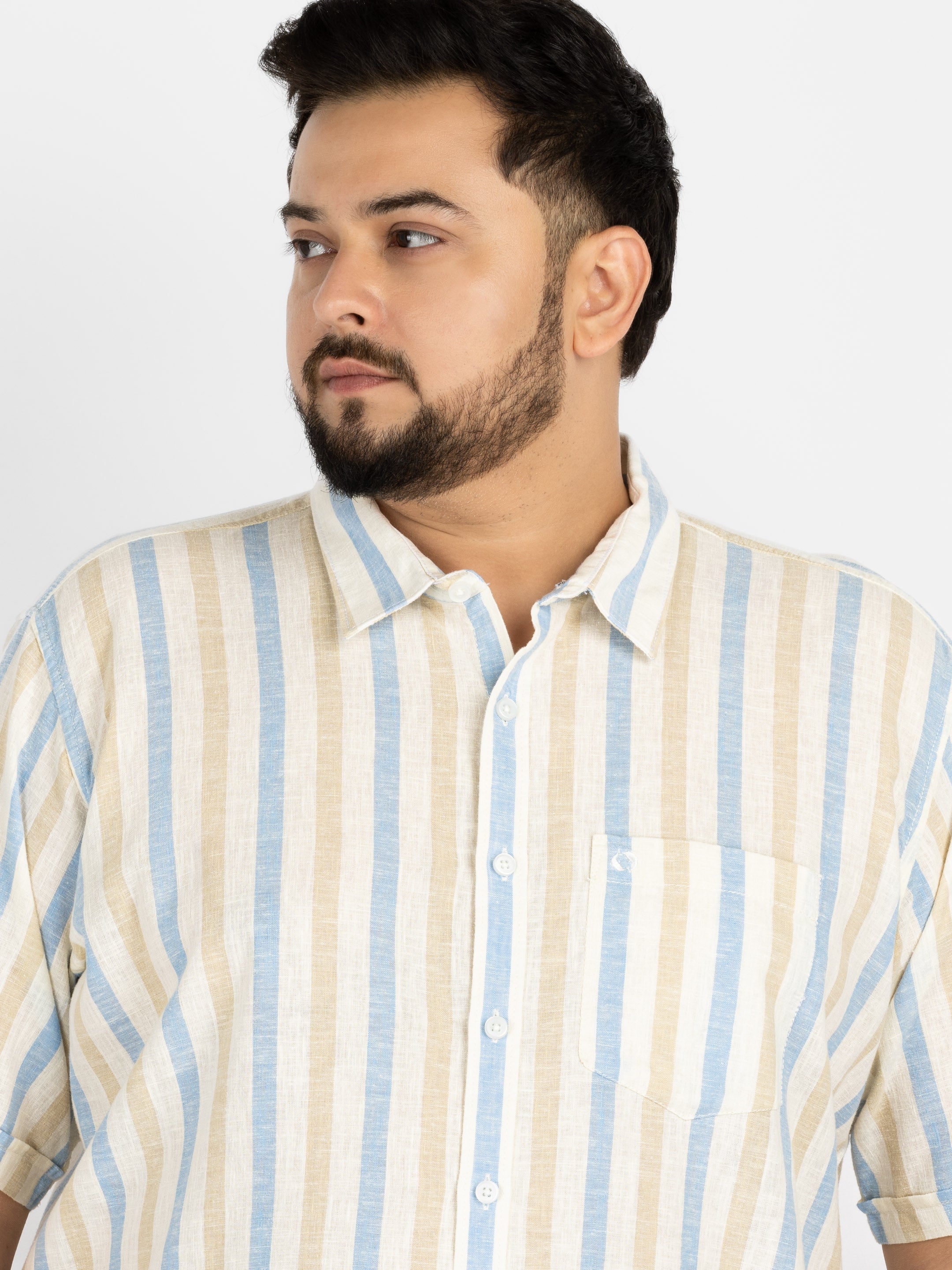 WHATZ Pastel Vertical Stripe Half Sleeve Shirt For Men