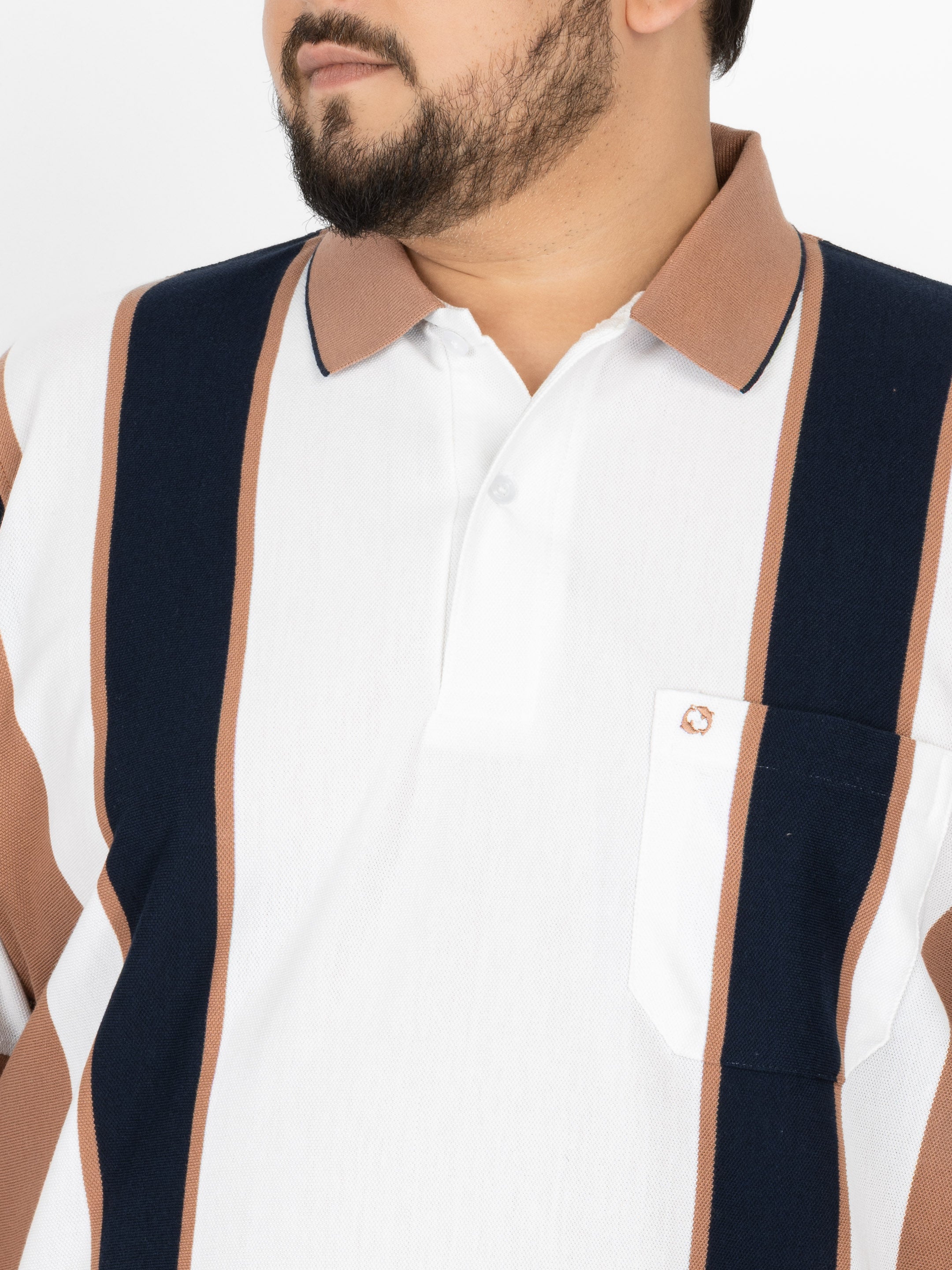 WHATZ Heritage Panel Stripe Polo T-Shirt for Men