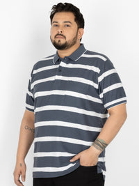 WHATZ Urban Stripe Jacquard Polo T-shirt For Men