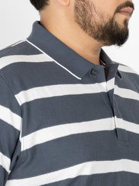 WHATZ Urban Stripe Jacquard Polo T-shirt For Men