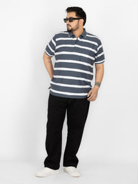 WHATZ Urban Stripe Jacquard Polo T-shirt For Men