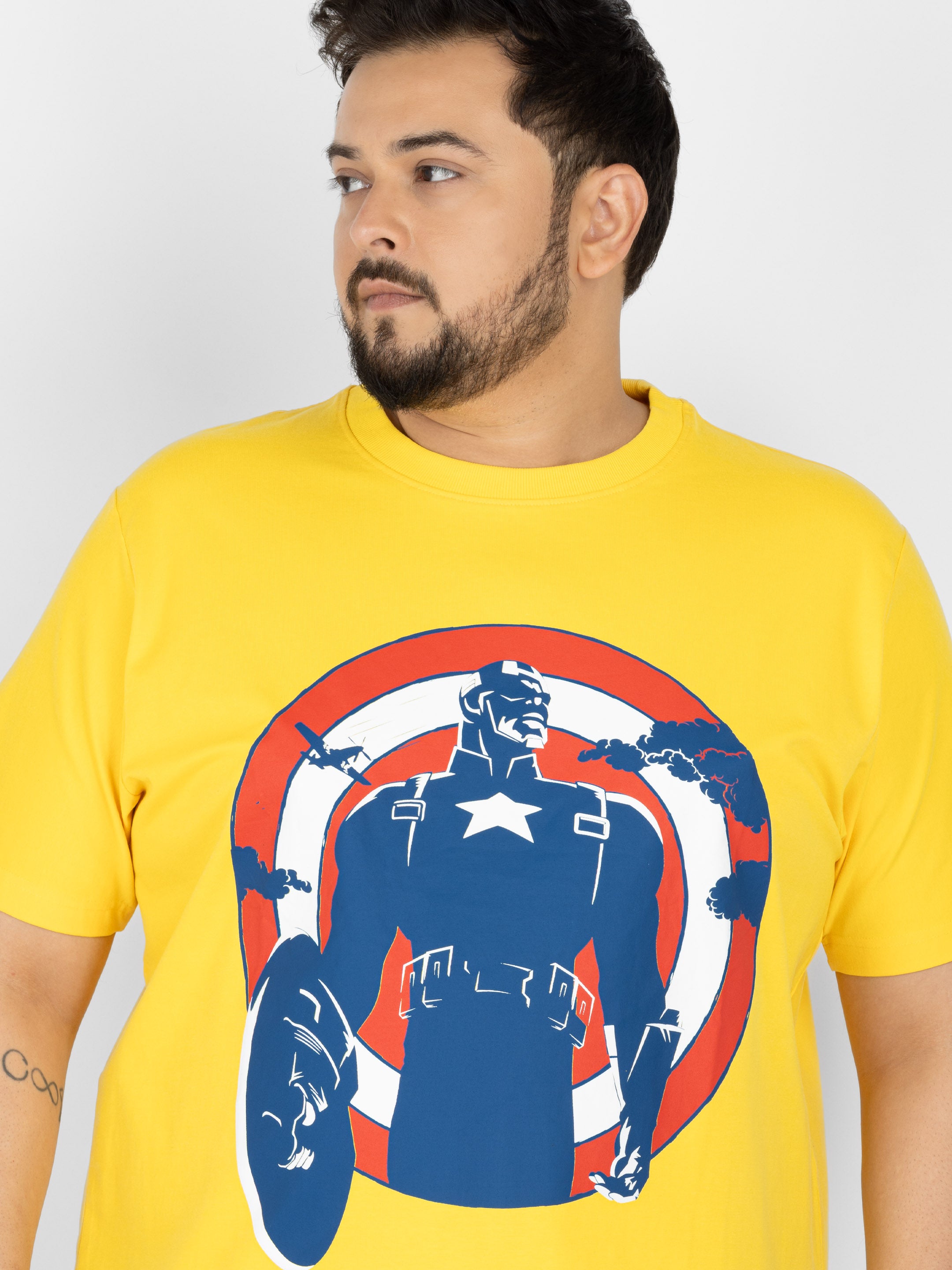 SO WHAT Captain America Graphic Print Round Neck T-shirt for Men