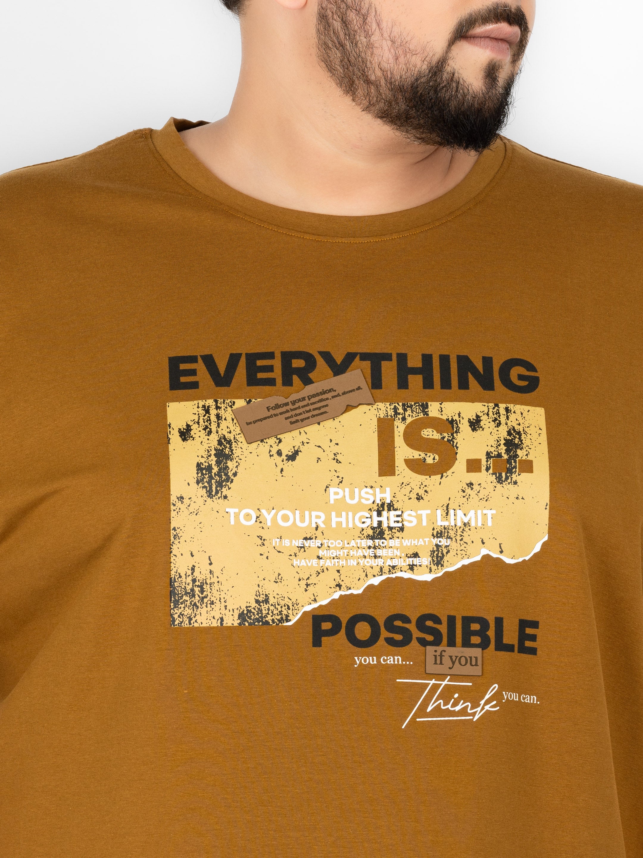 WHATZ Motivational Graphic Round Neck T-Shirt for Men