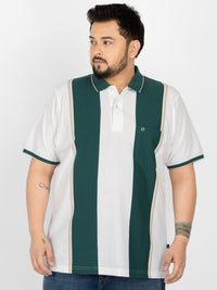 WHATZ Bold Panel Stripe Polo T-Shirt for Men