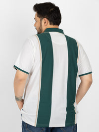 WHATZ Bold Panel Stripe Polo T-Shirt for Men