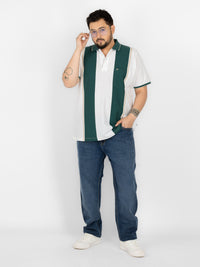 WHATZ Bold Panel Stripe Polo T-Shirt for Men