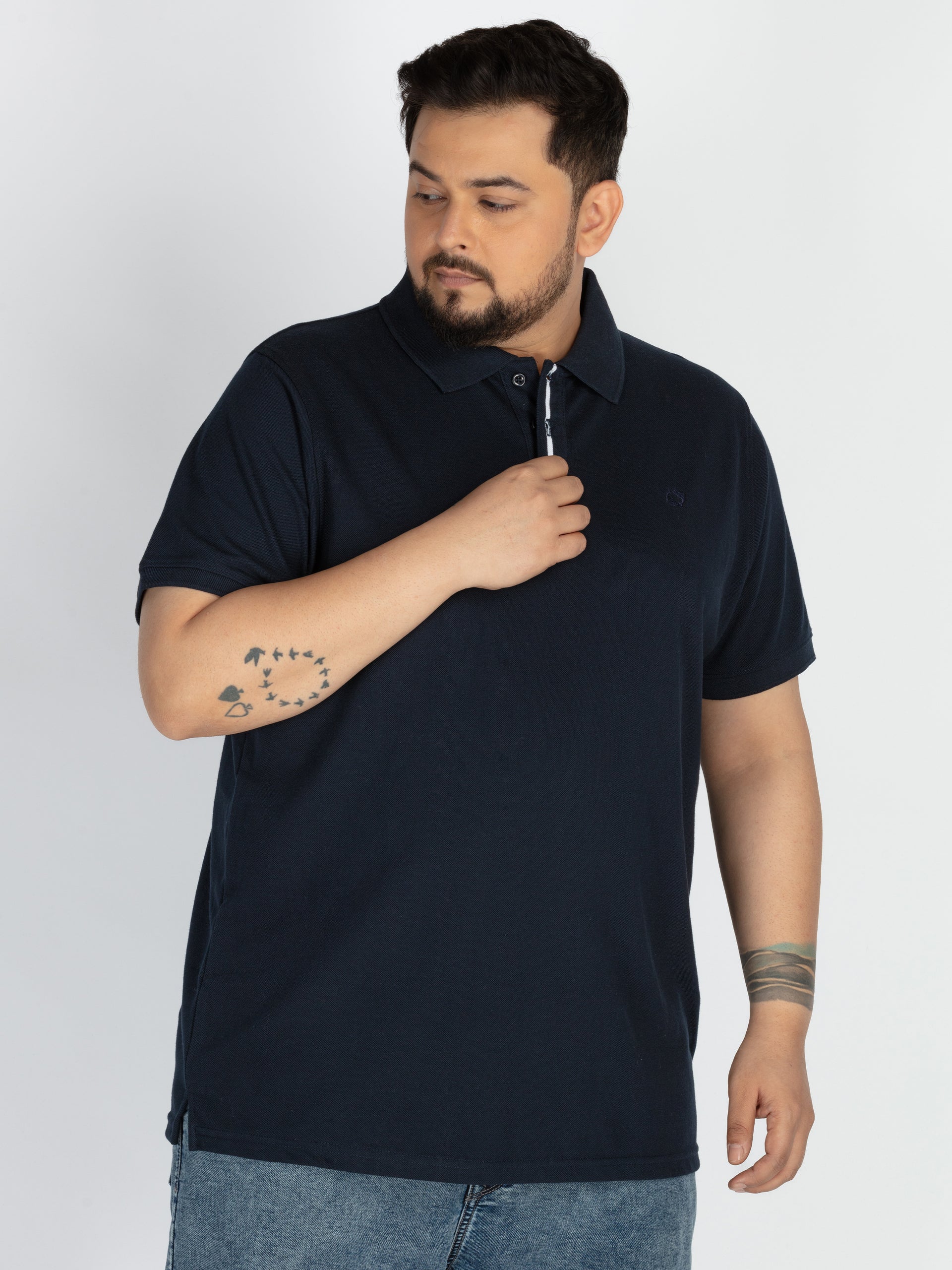 WHATZ Stripe Detail Polo T-shirt For Men