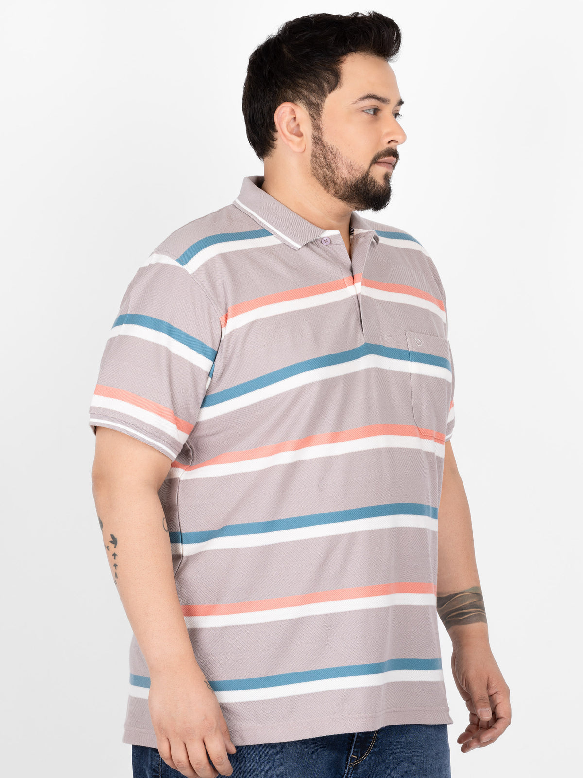 WHATZ Soft Stripe Polo T-Shirt for Men