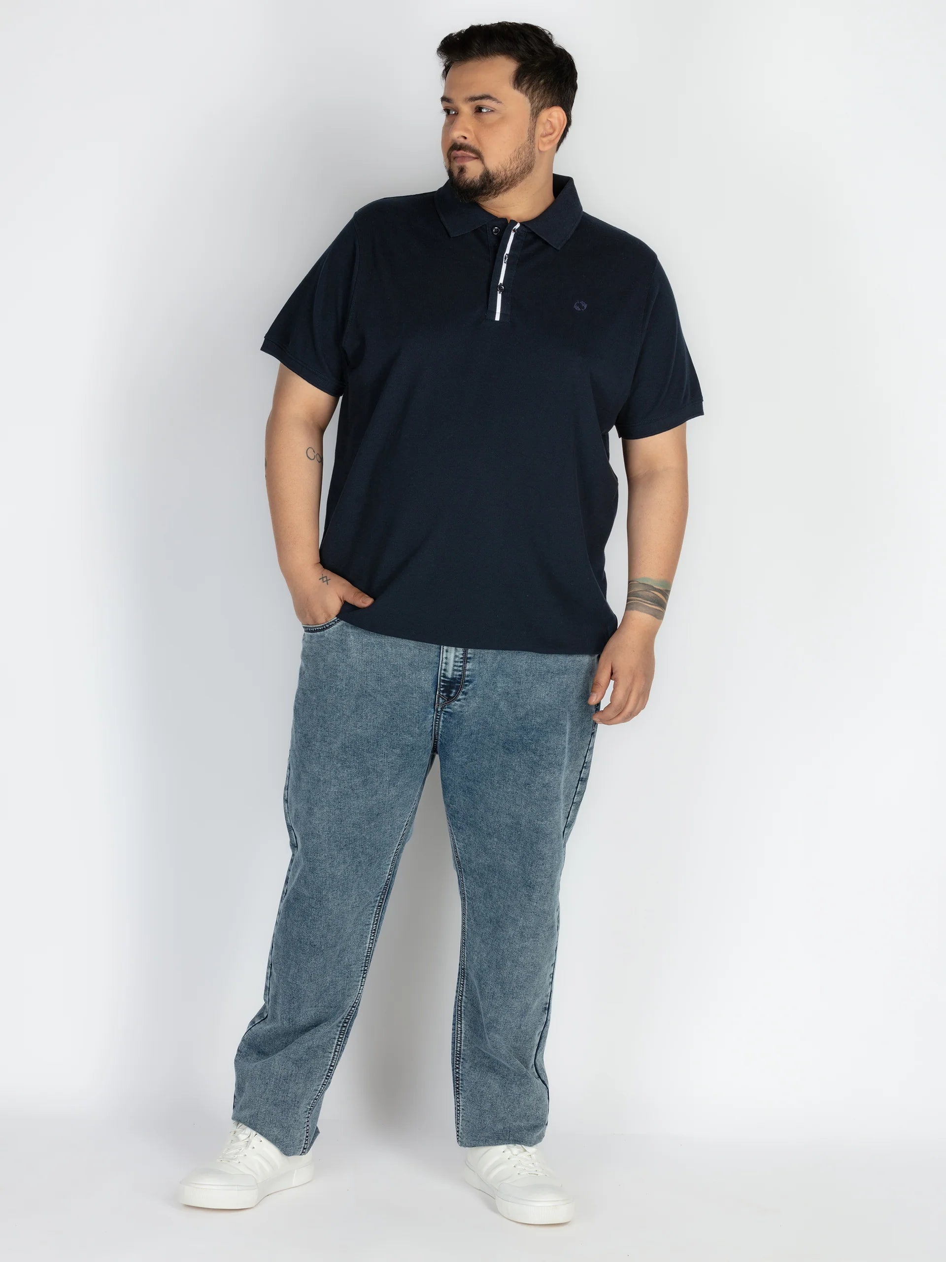 WHATZ Stripe Detail Polo T-shirt For Men