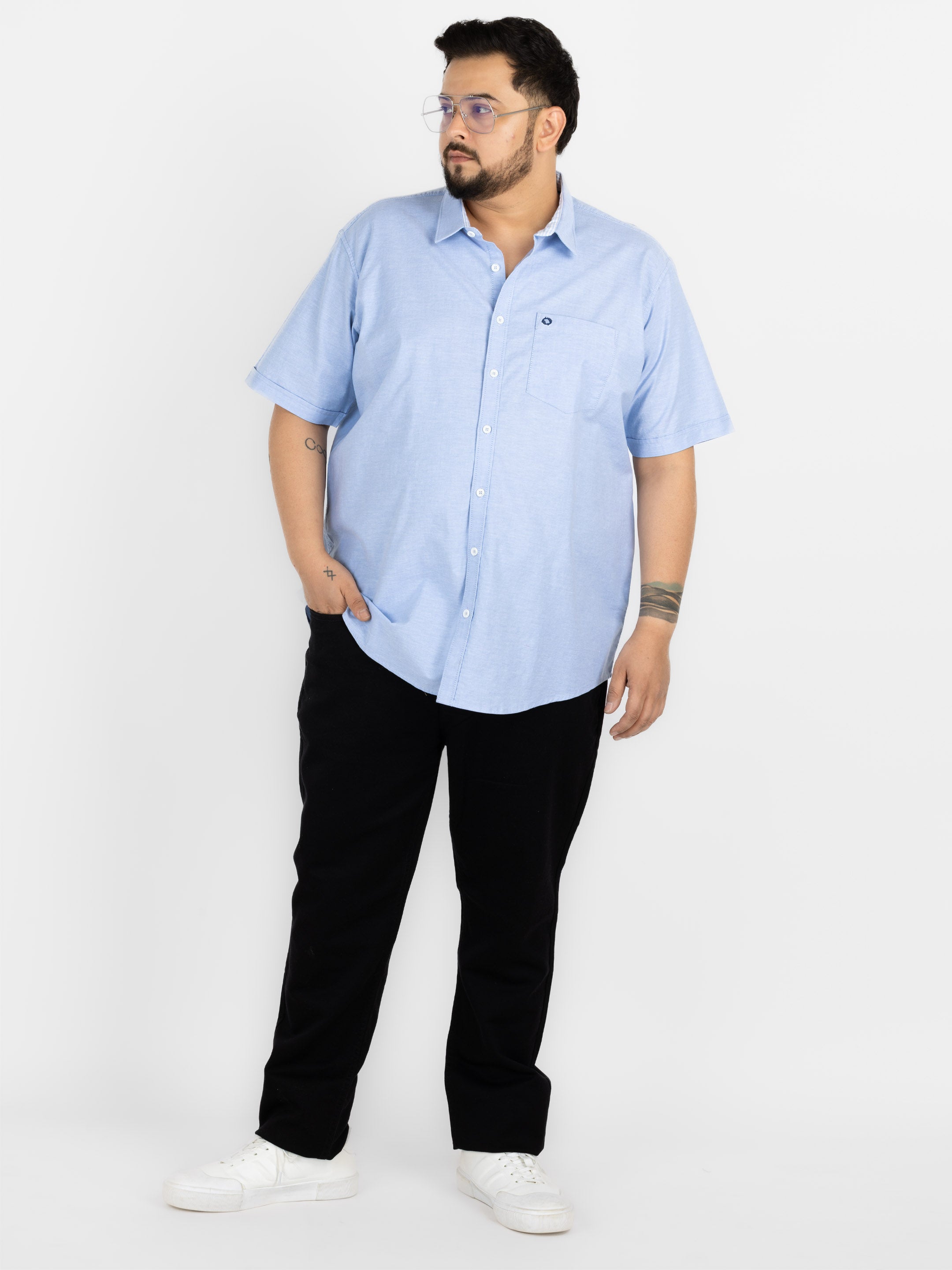 WHATZ Premium Oxford Shirt for Men Half Sleeve