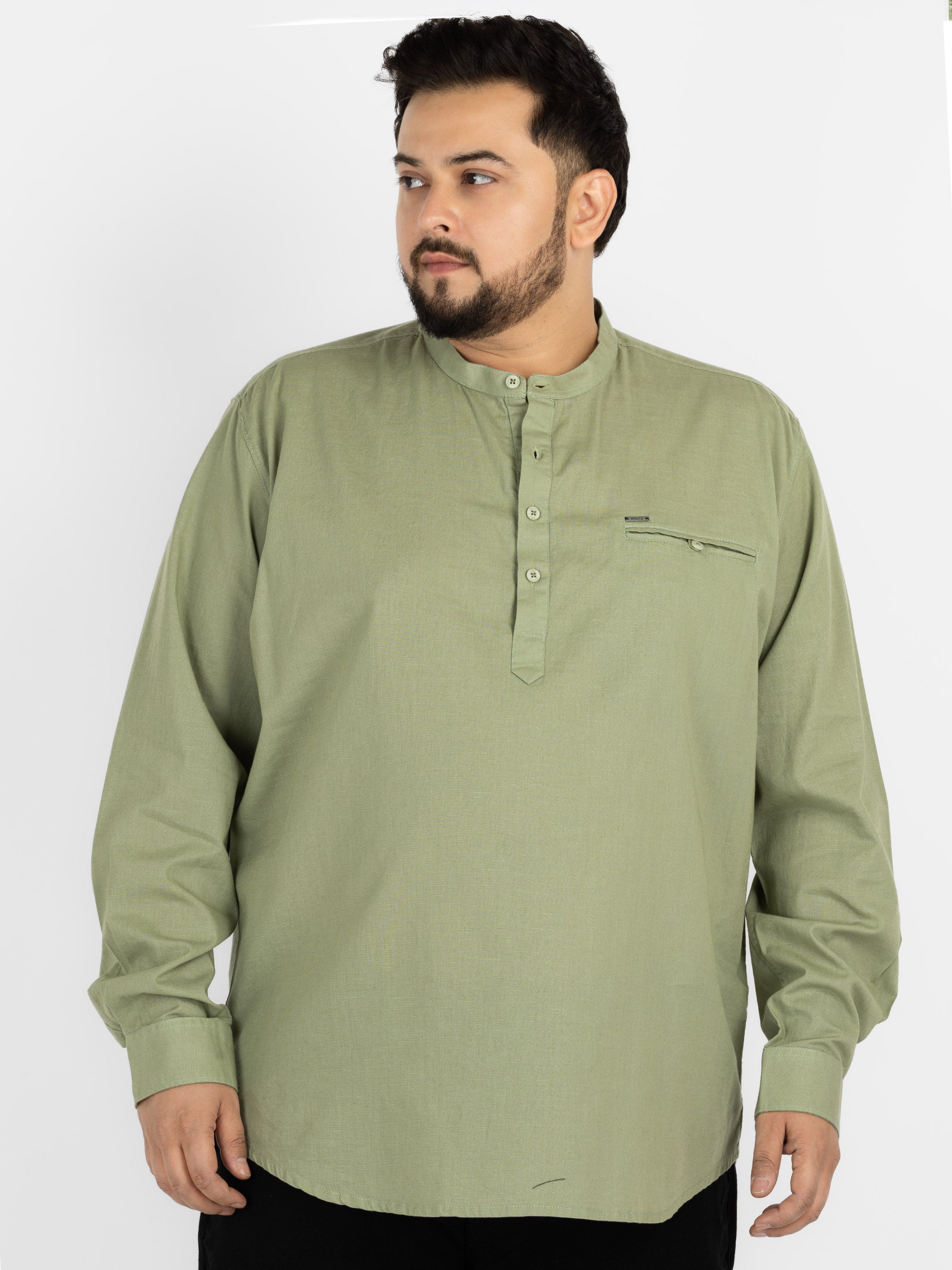 WHATZ Quiet Form Solid Short Kurta for Men