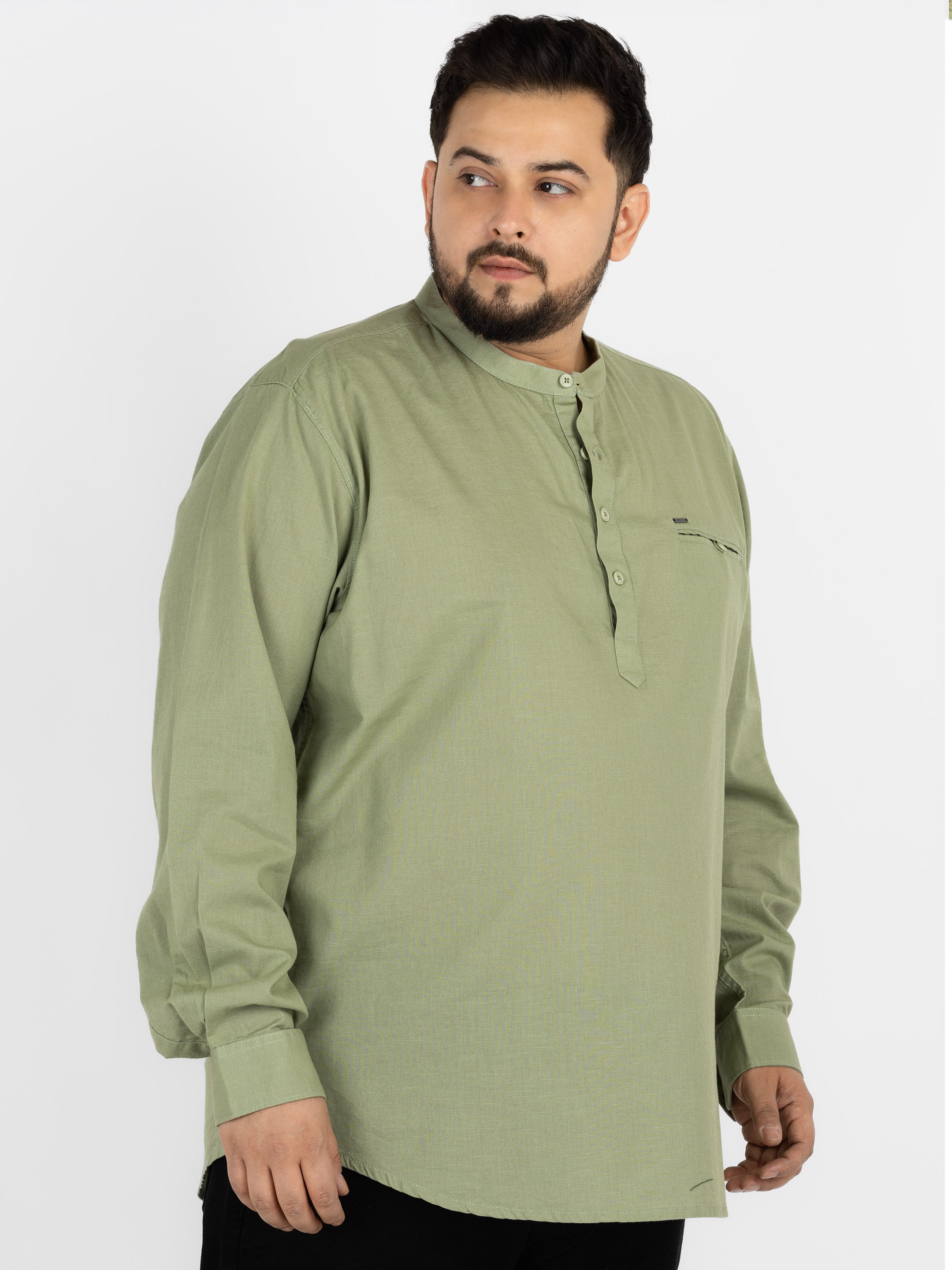 WHATZ Quiet Form Solid Short Kurta for Men