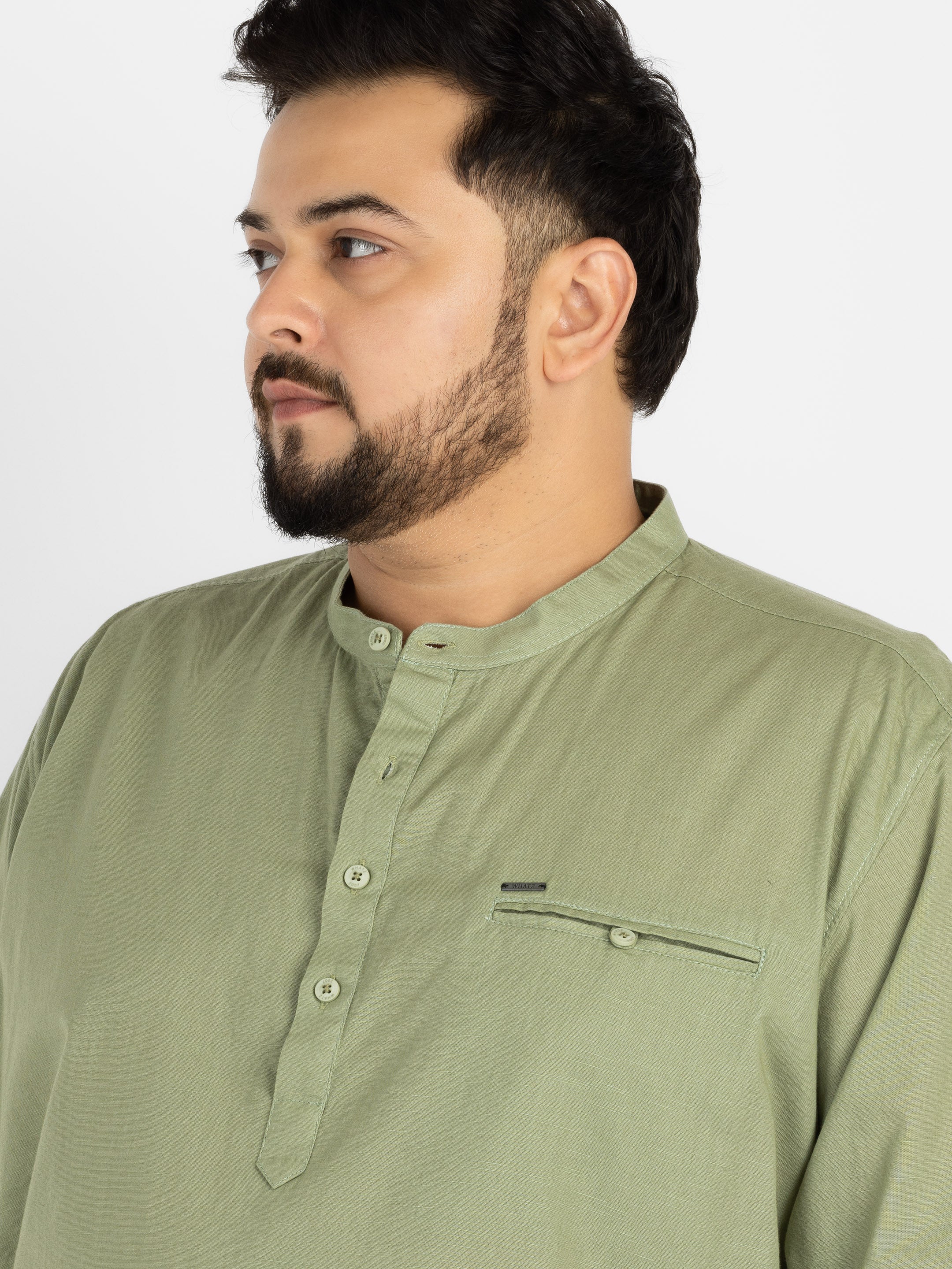WHATZ Quiet Form Solid Short Kurta for Men
