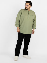 WHATZ Quiet Form Solid Short Kurta for Men