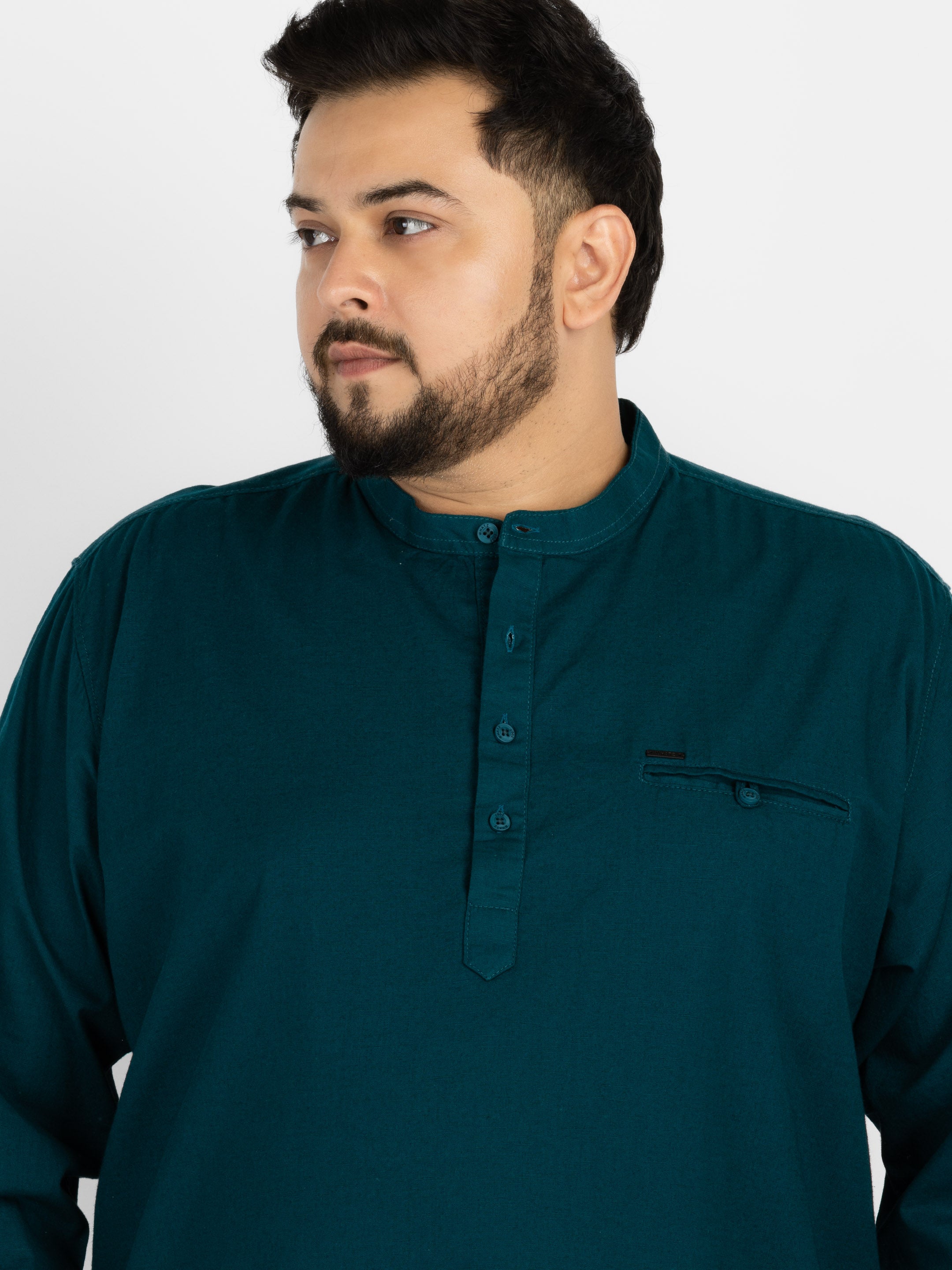 WHATZ Quiet Form Solid Short Kurta for Men