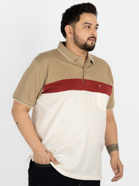 WHATZ Colourblocked Neutral Polo T-Shirt For Men