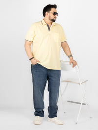 WHATZ Mesh Collar Dual Contrast Polo T-shirt For Men