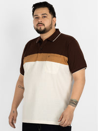 WHATZ Colourblocked Neutral Polo T-Shirt For Men
