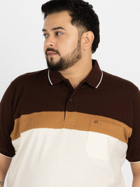 WHATZ Colourblocked Neutral Polo T-Shirt For Men