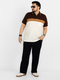 WHATZ Colourblocked Neutral Polo T-Shirt For Men