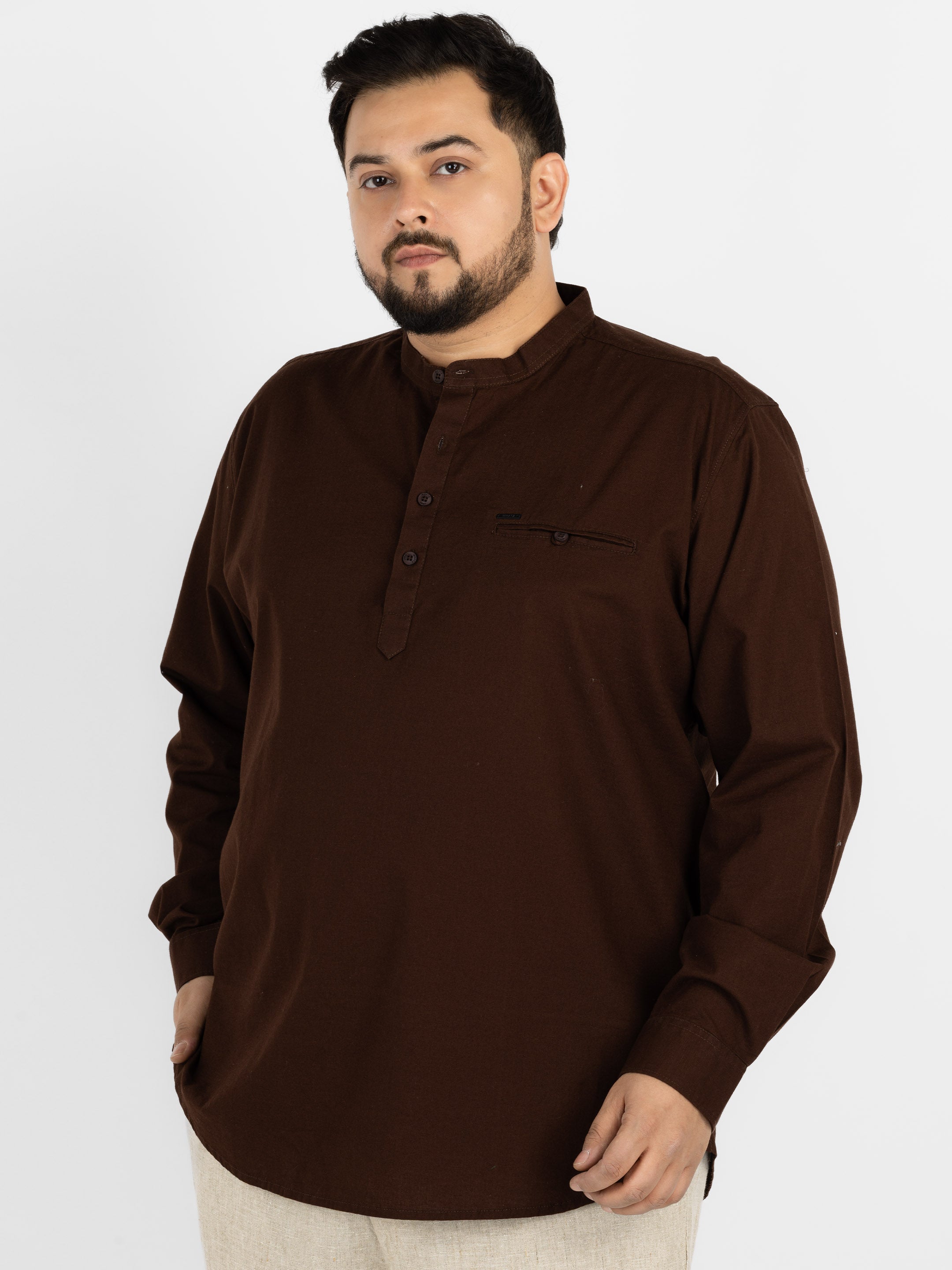 WHATZ Quiet Form Solid Short Kurta for Men