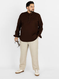 WHATZ Quiet Form Solid Short Kurta for Men