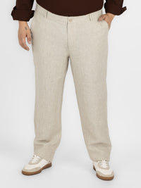 WHATZ Plus Size Premium Solid Linen Trousers for Men