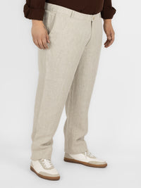 WHATZ Plus Size Premium Solid Linen Trousers for Men