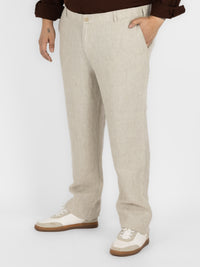 WHATZ Plus Size Premium Solid Linen Trousers for Men