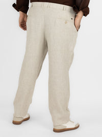 WHATZ Plus Size Premium Solid Linen Trousers for Men