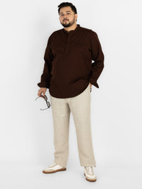 WHATZ Plus Size Premium Solid Linen Trousers for Men