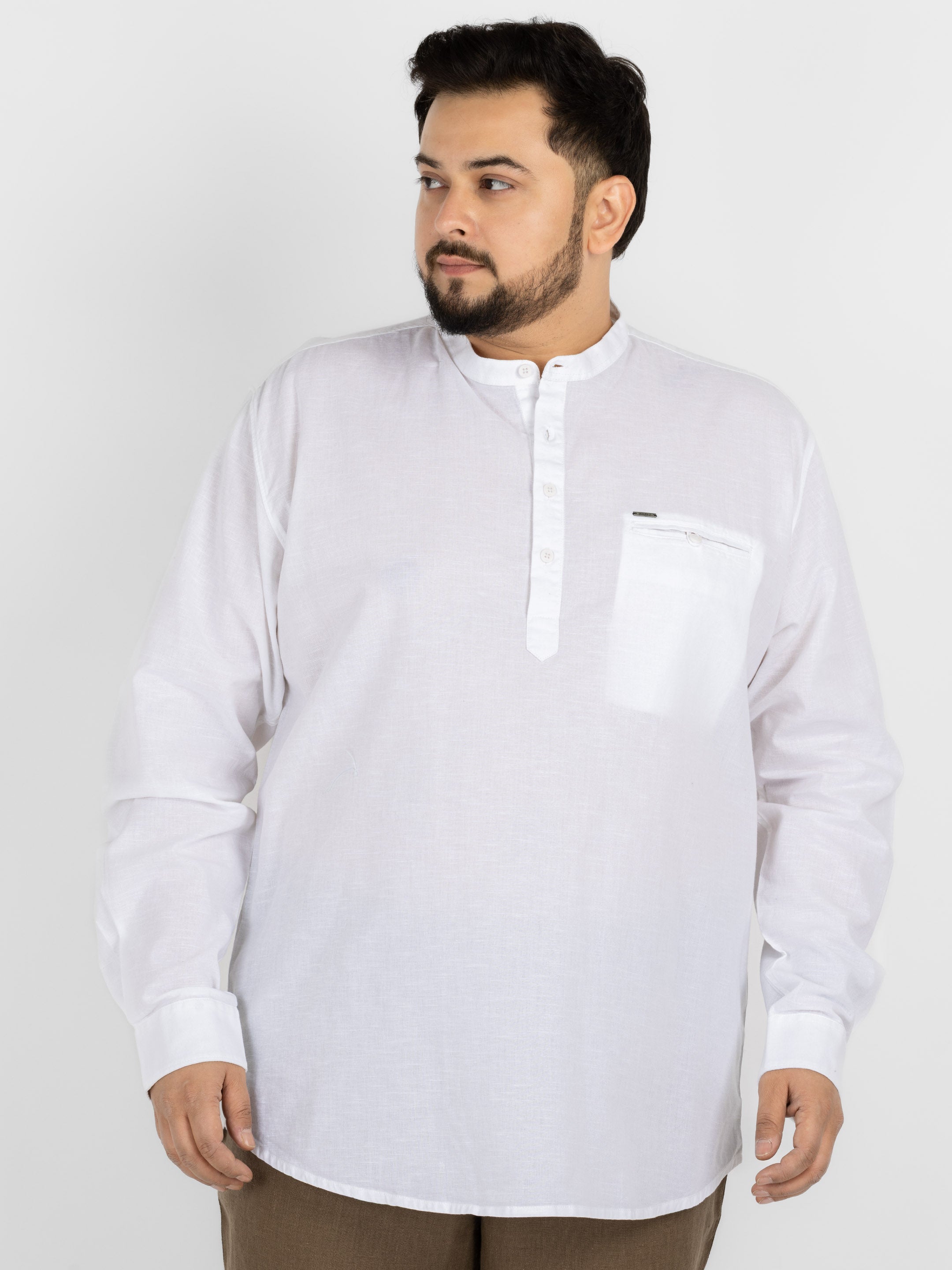 WHATZ Quiet Form Solid Short Kurta for Men