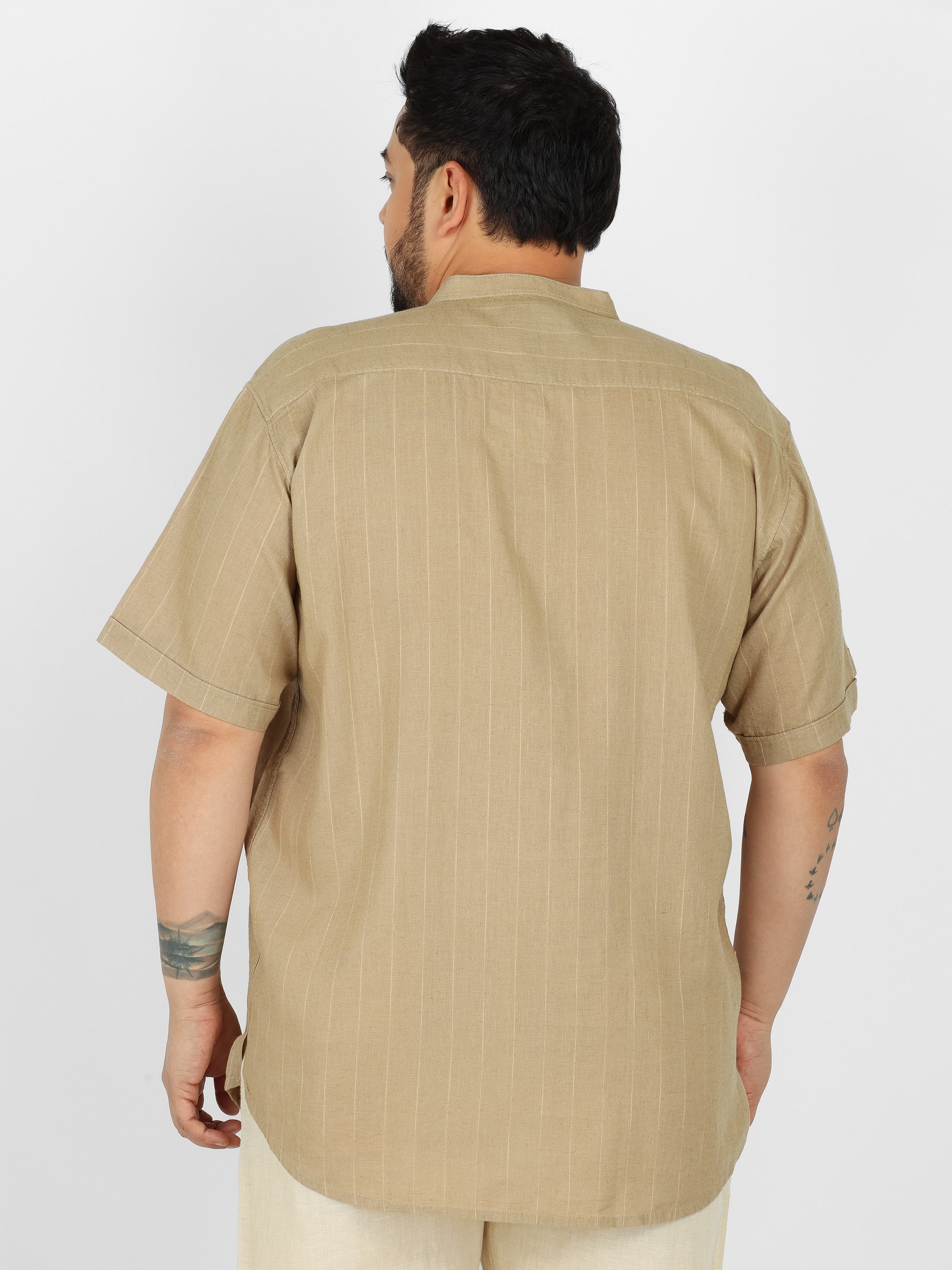 WHATZ Pinnacle Pinstripe Short Kurta for Men