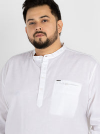 WHATZ Quiet Form Solid Short Kurta for Men