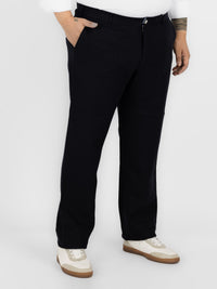 WHATZ Plus Size Premium Solid Linen Trousers for Men