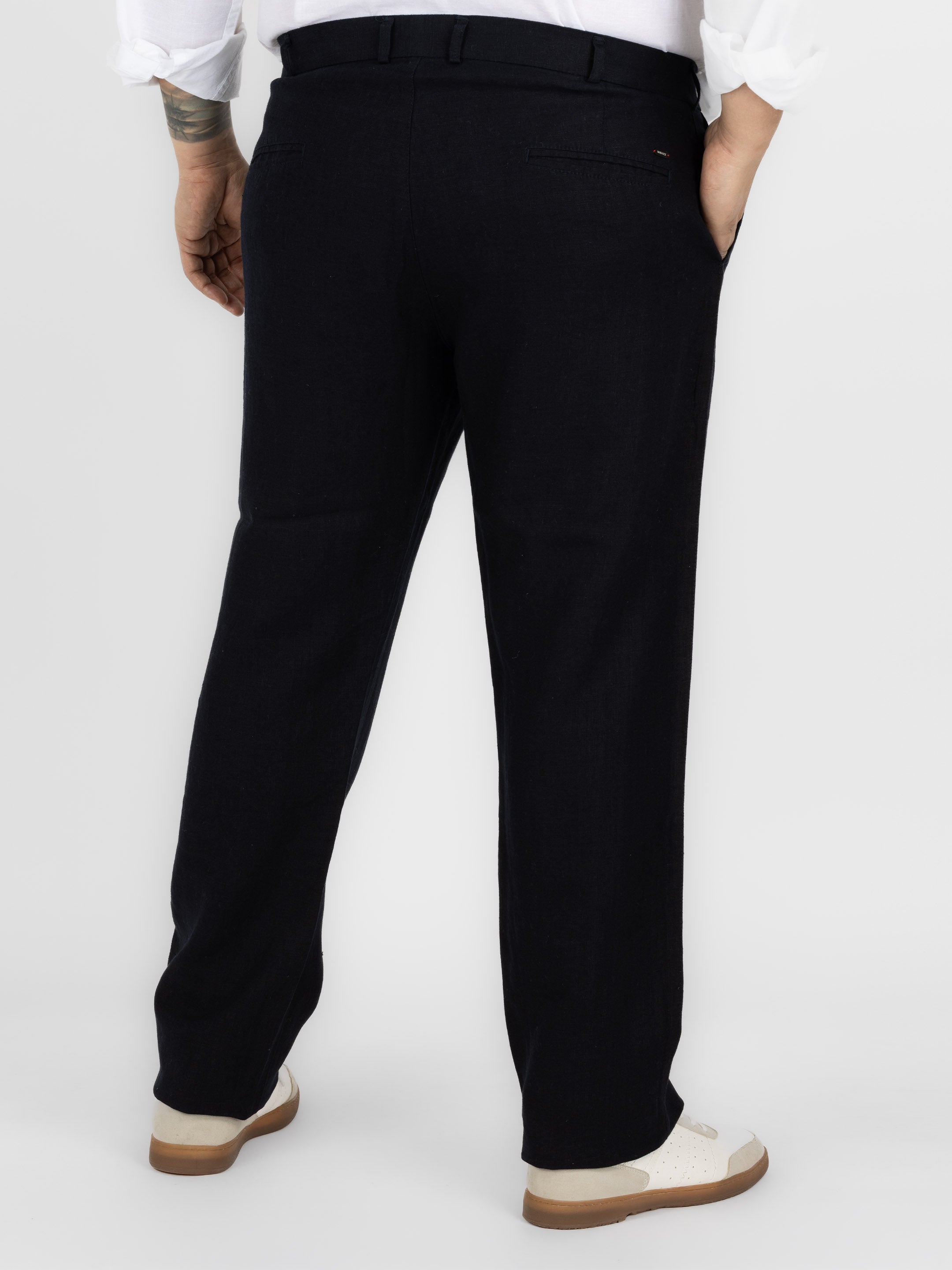 WHATZ Plus Size Premium Solid Linen Trousers for Men