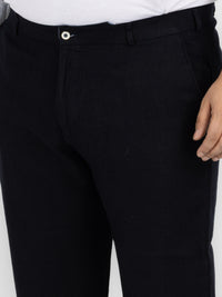 WHATZ Plus Size Premium Solid Linen Trousers for Men