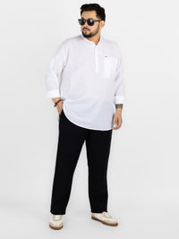 WHATZ Plus Size Premium Solid Linen Trousers for Men