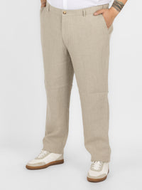 WHATZ Plus Size Premium Solid Linen Trousers for Men