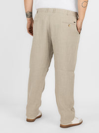 WHATZ Plus Size Premium Solid Linen Trousers for Men