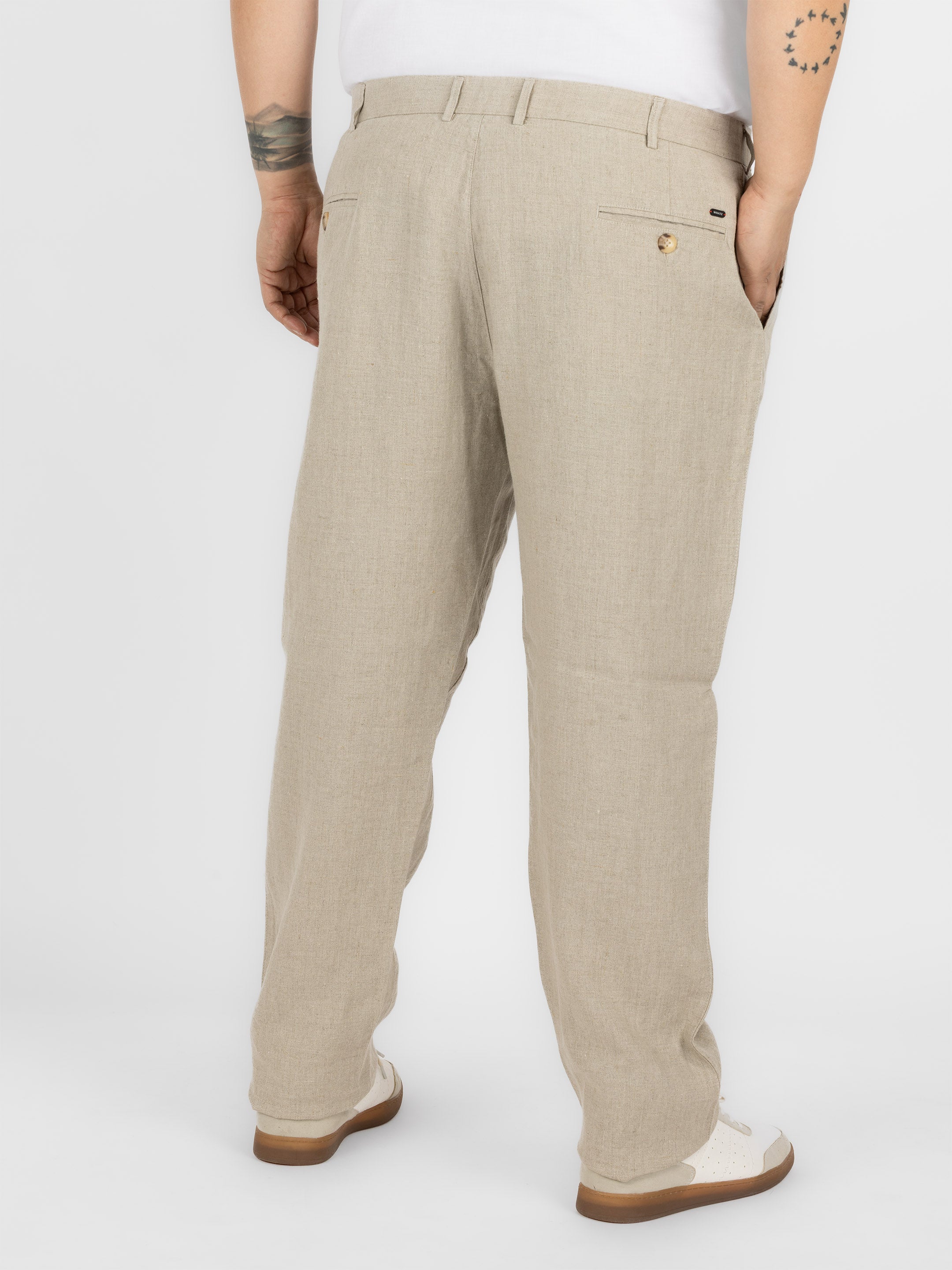 WHATZ Plus Size Premium Solid Linen Trousers for Men