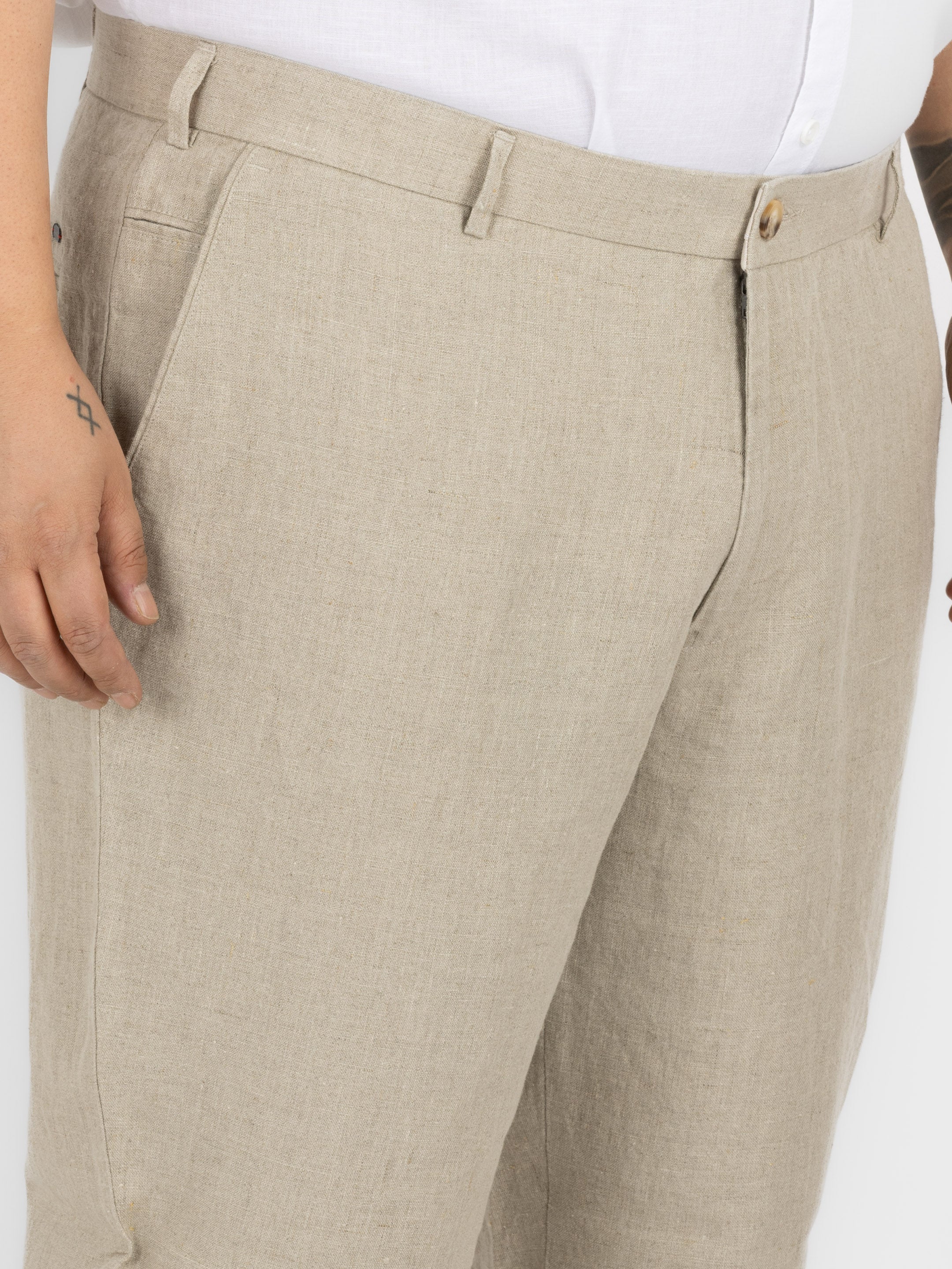 WHATZ Plus Size Premium Solid Linen Trousers for Men