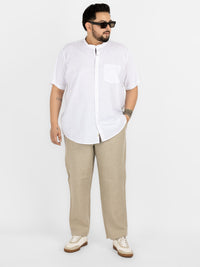 WHATZ Plus Size Premium Solid Linen Trousers for Men