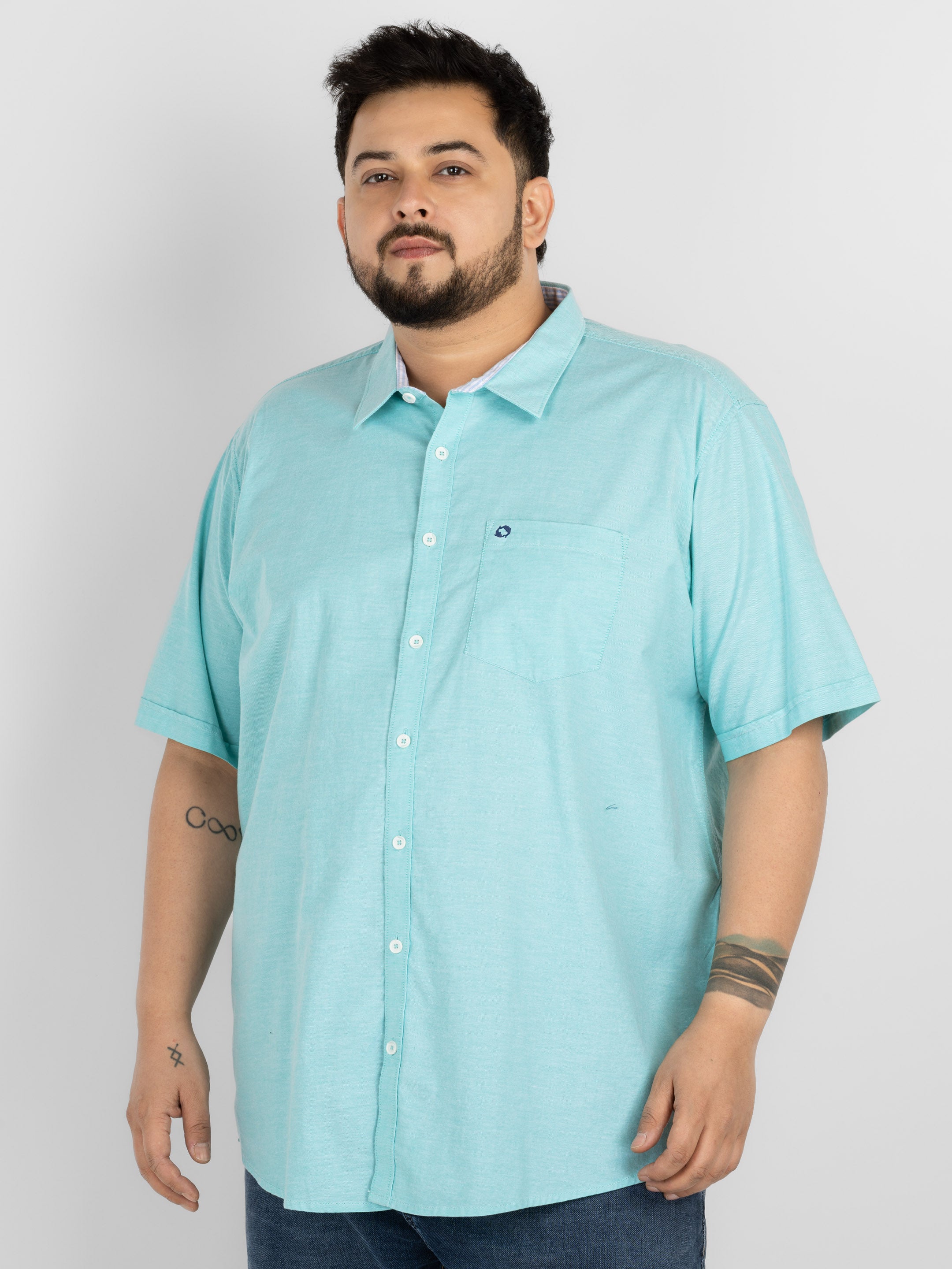 WHATZ Premium Oxford Shirt for Men Half Sleeve