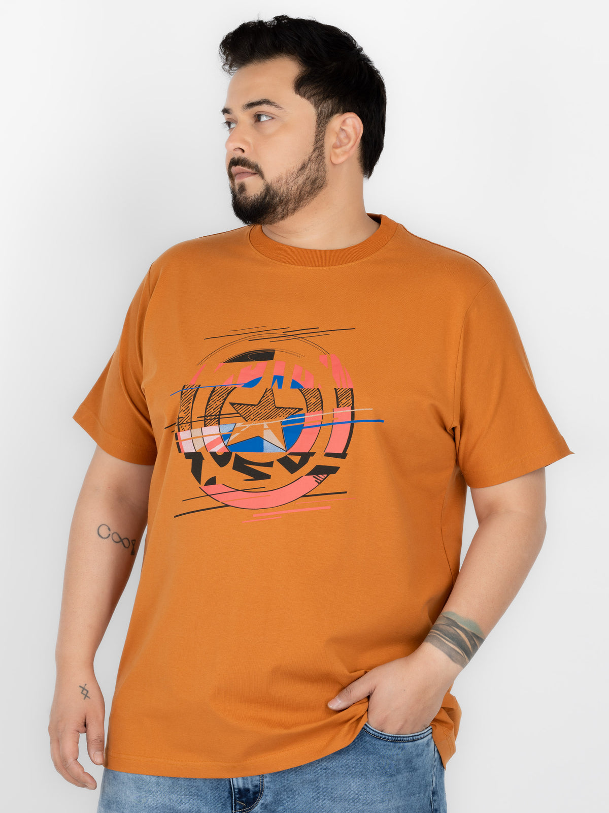 SO WHAT Glitch Shield Graphic Cotton T-Shirt for Men